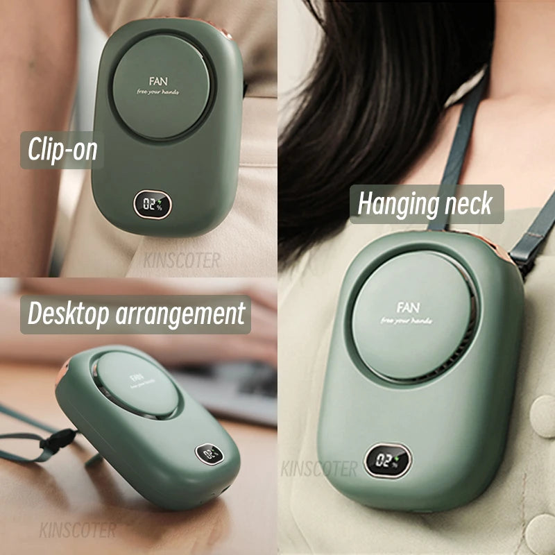 1800Mah Portable Mini Hanging Neck Fan Power Ventilador Bladeless Neckband Fan Air Cooler USB Rechargeable Electric Fans