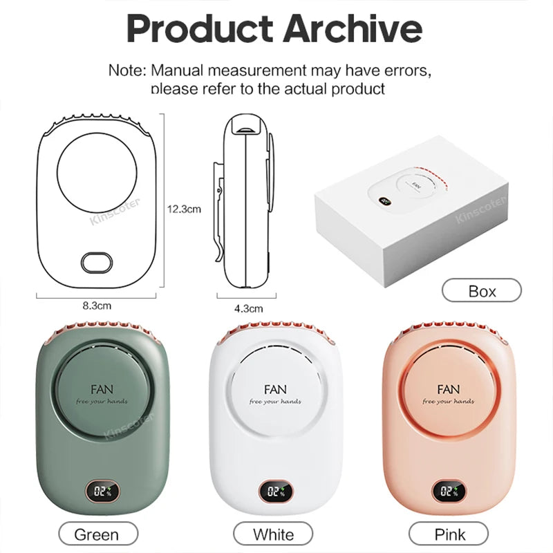 1800Mah Portable Mini Hanging Neck Fan Power Ventilador Bladeless Neckband Fan Air Cooler USB Rechargeable Electric Fans
